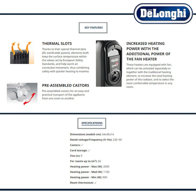 شوفاژ برقی دلونگی مدل V550920 OIL FILLED main 1 7