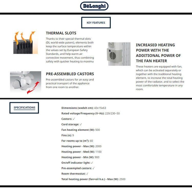 شوفاژ برقی دلونگی مدل KH770925 OIL FILLED main 1 6